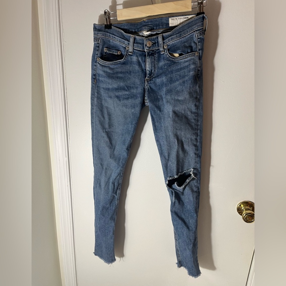 rag & bone Blue Straight Leg Jeans - Picture 4 of 9